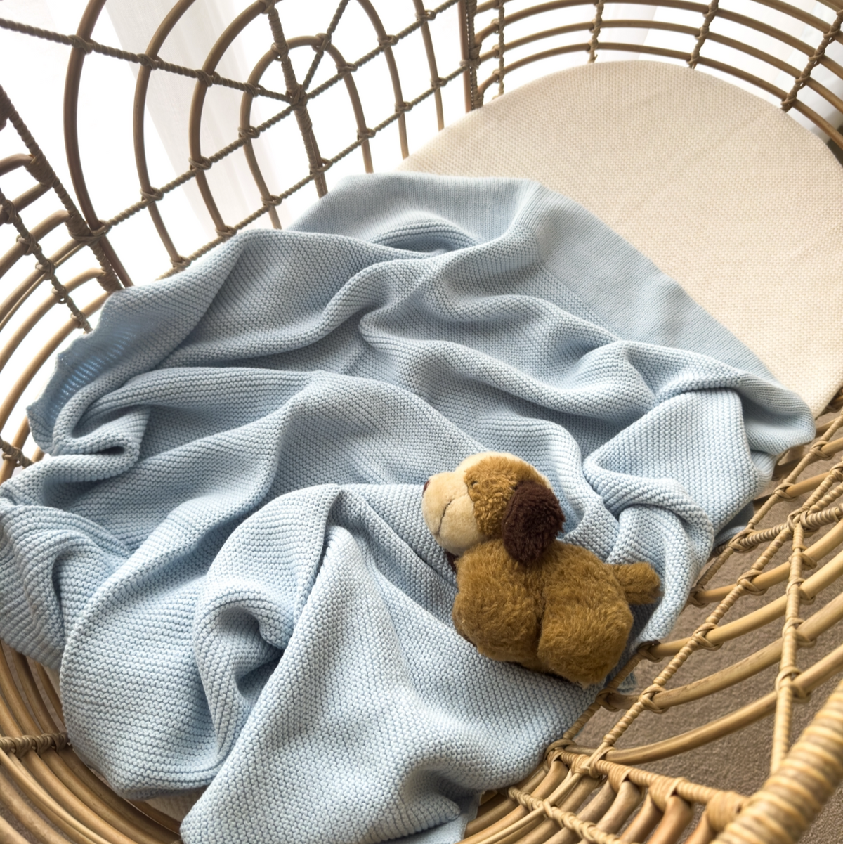 Classic Knit Blankie - Sky