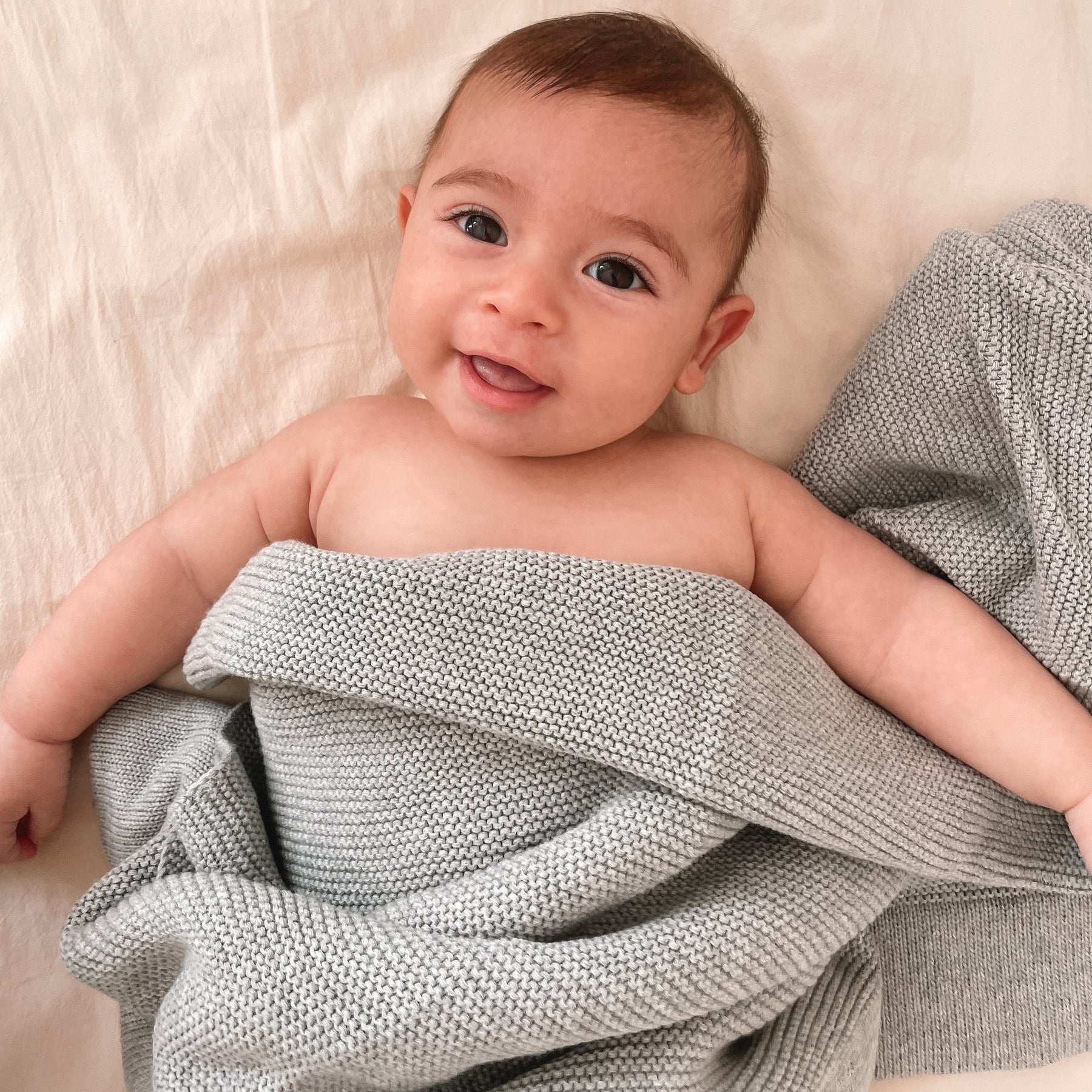 Classic Knit Blankie - Pebble